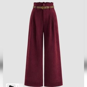 Chic High-Waisted Burgundy Trousers